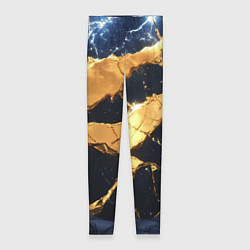 Женские легинсы Золотая текстура на синем