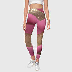 Леггинсы женские Кофейно-розовая блестящая текстура, цвет: 3D-принт — фото 2