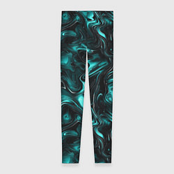 Женские легинсы Бирюзово-черная мраморная текстура - блики