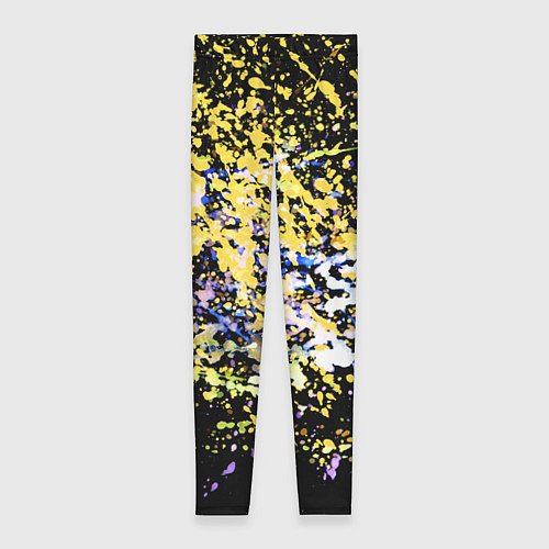 Женские легинсы Желто синяя краска на черном / 3D-принт – фото 1