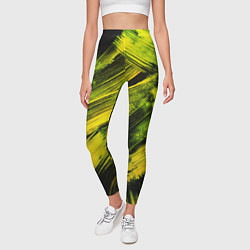 Леггинсы женские Мазки краски цвета лайм, цвет: 3D-принт — фото 2