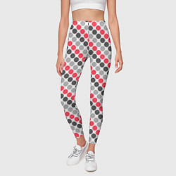 Леггинсы женские Красный и серый горошек ретро, цвет: 3D-принт — фото 2
