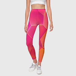 Леггинсы женские Розово-оранжевые плиты, цвет: 3D-принт — фото 2