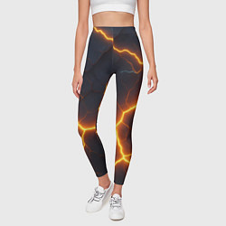 Леггинсы женские Молнии и черные объемные плиты, цвет: 3D-принт — фото 2