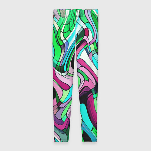 Женские легинсы Зелёно-розовый искажённая абстракция / 3D-принт – фото 1