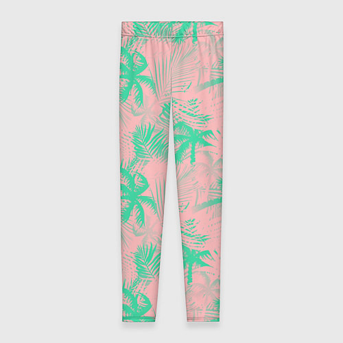 Женские легинсы Palm turquoise pink / 3D-принт – фото 1