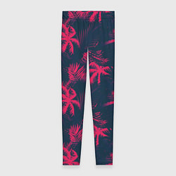 Леггинсы женские Palm pink black, цвет: 3D-принт