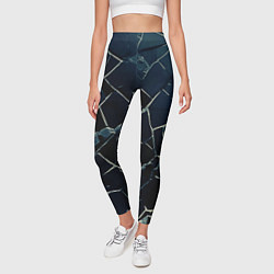 Леггинсы женские Тёмный чёрно-синий битые плиты, цвет: 3D-принт — фото 2