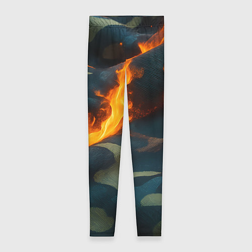 Женские легинсы Огонь на камуфляжной ткани / 3D-принт – фото 1