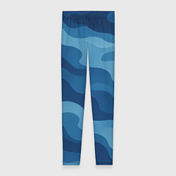 Женские легинсы Синие волнистые линии в виде камуфляжа