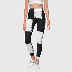 Леггинсы женские Черные квадраты в виде шахматной доски, цвет: 3D-принт — фото 2