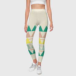 Леггинсы женские Абстрактный лес - треугольники на светлом, цвет: 3D-принт — фото 2