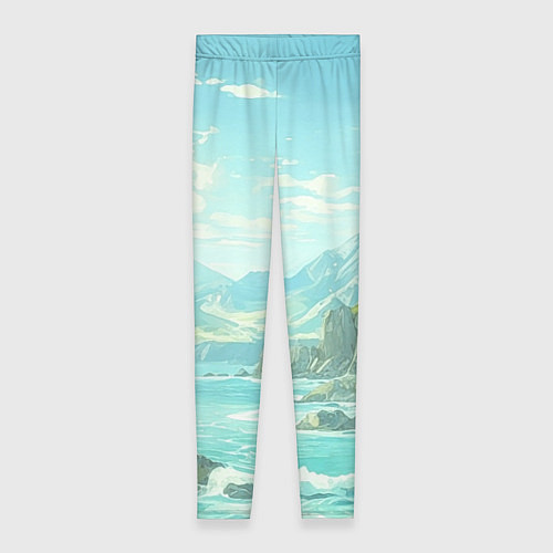 Женские легинсы Художественный берег со скалами / 3D-принт – фото 1
