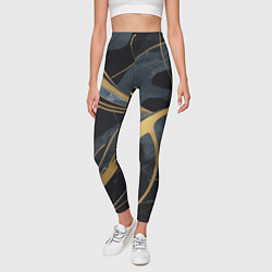 Леггинсы женские Мраморный узор с золотыми полосками, цвет: 3D-принт — фото 2