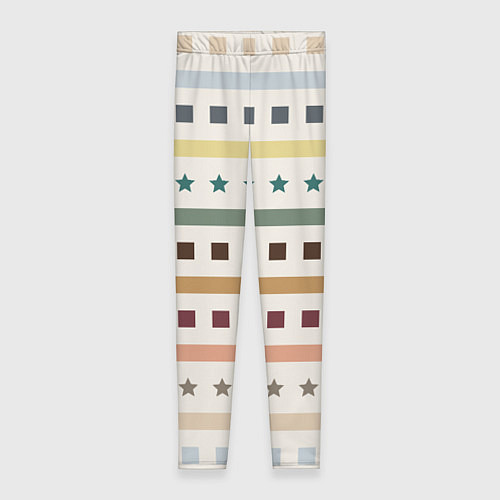 Женские легинсы Пиксели полосы звезды орнамент пастельный / 3D-принт – фото 1