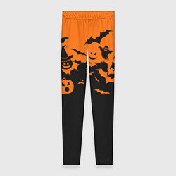 Леггинсы женские Хэллоуин тыквы и призраки, цвет: 3D-принт