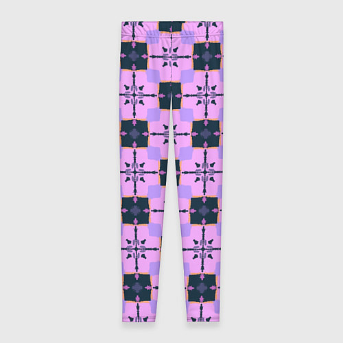 Женские легинсы Квадраты с цветочными перекрестиями / 3D-принт – фото 1