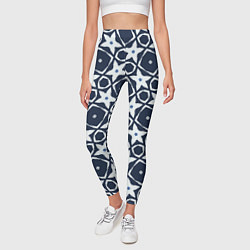 Леггинсы женские Звезды и ромбы на синем, цвет: 3D-принт — фото 2