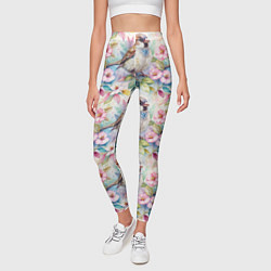 Леггинсы женские Воробей в ярких цветах паттерн, цвет: 3D-принт — фото 2