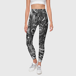 Леггинсы женские Cyber urban skull - ai art fantasy, цвет: 3D-принт — фото 2