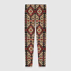 Леггинсы женские Славянский вышивной орнамент макошь, цвет: 3D-принт