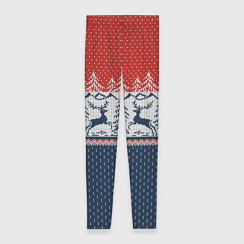 Женские легинсы Вязаный узор с оленями / 3D-принт – фото 1