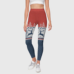 Леггинсы женские Вязаный узор с оленями, цвет: 3D-принт — фото 2