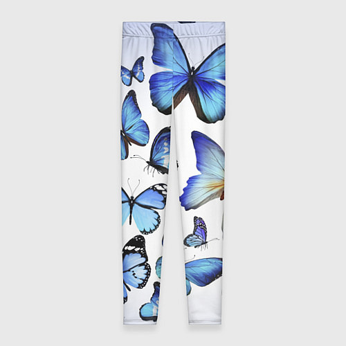 Женские легинсы Голубые бабочки / 3D-принт – фото 1