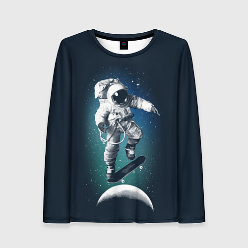 Женский лонгслив Космический скейтбординг / 3D-принт – фото 1