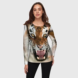 Лонгслив женский Свирепый тигр, цвет: 3D-принт — фото 2