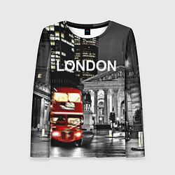 Женский лонгслив Лондон - ночной автобус