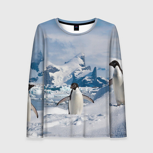 Женский лонгслив Пингвин в горах / 3D-принт – фото 1