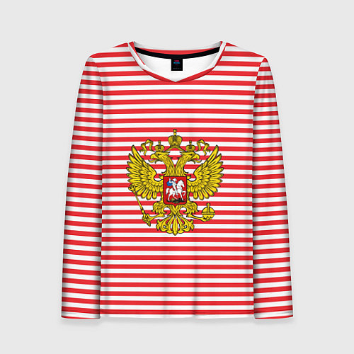 Женский лонгслив Тельняшка ВВ и герб РФ / 3D-принт – фото 1