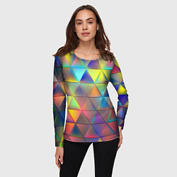 Лонгслив женский Разноцветные треугольники, цвет: 3D-принт — фото 2