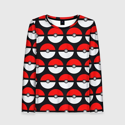 Женский лонгслив Pokeball Pattern / 3D-принт – фото 1