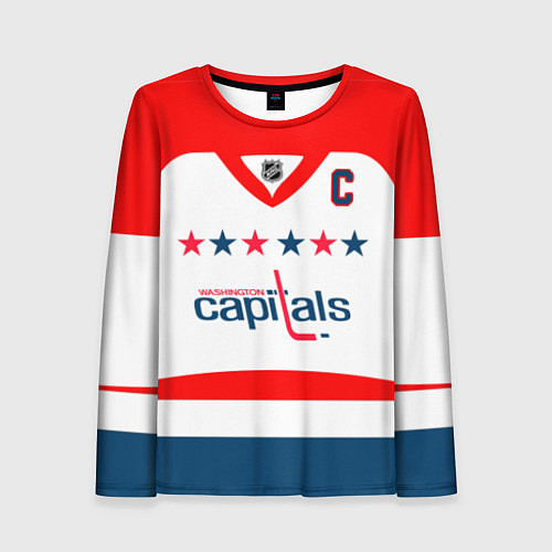 Женский лонгслив Washington Capitals: Ovechkin White / 3D-принт – фото 1