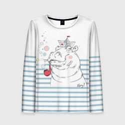 Женский лонгслив Белый бегемот моряк