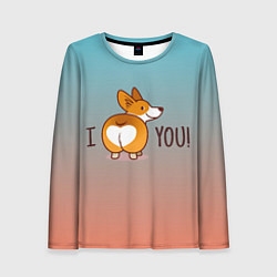 Лонгслив женский I love you смешной корги, цвет: 3D-принт