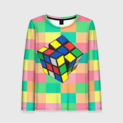 Лонгслив женский Кубик Рубика, цвет: 3D-принт