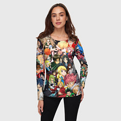Лонгслив женский Аниме коллаж, цвет: 3D-принт — фото 2
