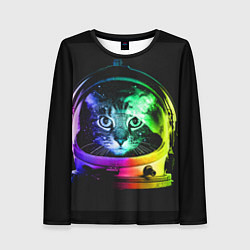 Лонгслив женский Кот космонафт, цвет: 3D-принт