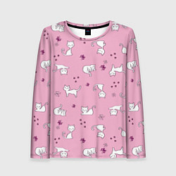 Лонгслив женский Белая кошка, цвет: 3D-принт