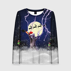 Лонгслив женский Новогодний Кот, цвет: 3D-принт