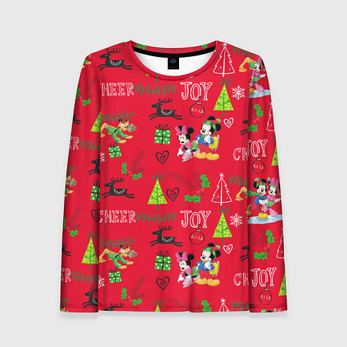 Женский лонгслив Mickey & Minnie pattern / 3D-принт – фото 1