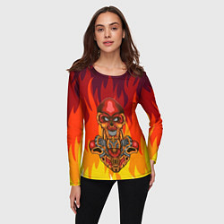 Лонгслив женский Меха скелет Steampunk Fire Z, цвет: 3D-принт — фото 2