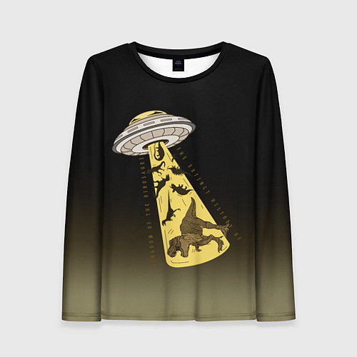 Женский лонгслив НЛО похищает динозавров / 3D-принт – фото 1