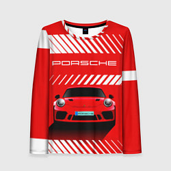 Лонгслив женский PORSCHE ПОРШЕ RED STYLE, цвет: 3D-принт