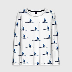 Лонгслив женский Кораблики на белом, цвет: 3D-принт