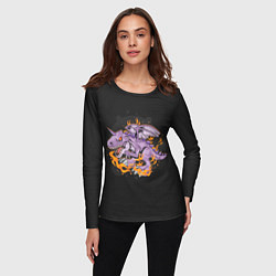 Лонгслив женский Дракон в огне, цвет: 3D-принт — фото 2