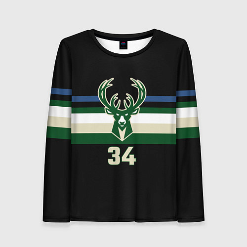 Женский лонгслив Milwaukee Bucks форма Яннис Адетокумбо / 3D-принт – фото 1